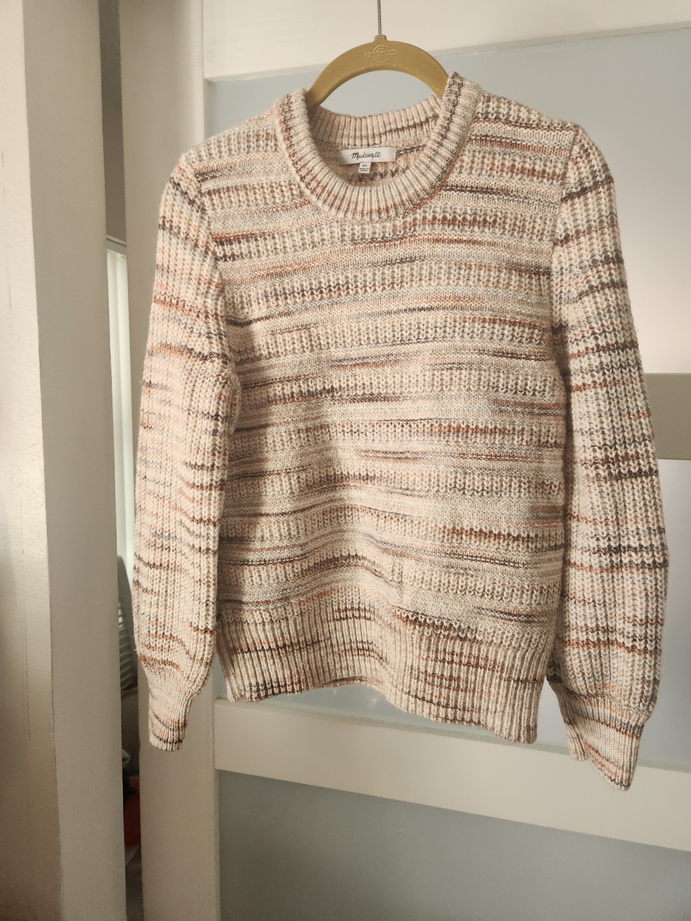 Madewell Cream and Tan Marled Crewneck Sweater